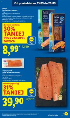 Nautica Łosoś wędzony na gorąco, 125 g naturalny, z pieprzem lub z koperkiem od 15.09.2025 | Strona: 7 | Produkty: Łosoś wędzony, Pstrąg, Łosoś, Łosoś wędzony na gorąco