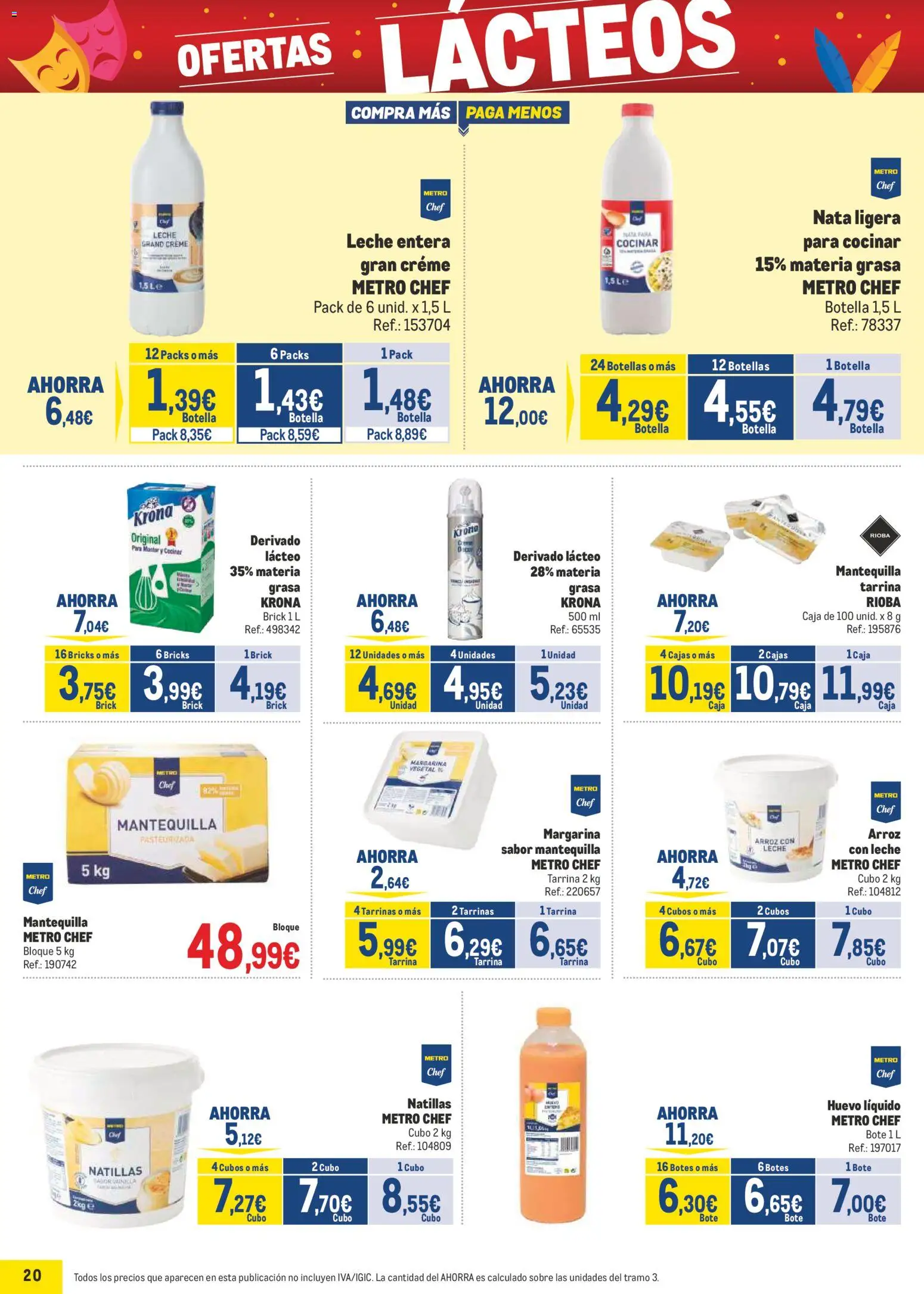 Makro - Precios Canarias │ válido desde el 02.02.2026 | Página: 20 | Productos: Leche entera, Leche, Arroz, Margarina