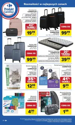 Pogląd oferty "Carrefour Gazetka - Wybierz Jakość W Najlepszej Cenie" - ważna od 19.01.2026 | Strona: 20 | Produkty: Plecak, Walizka, Materac, Żwirek drewniany