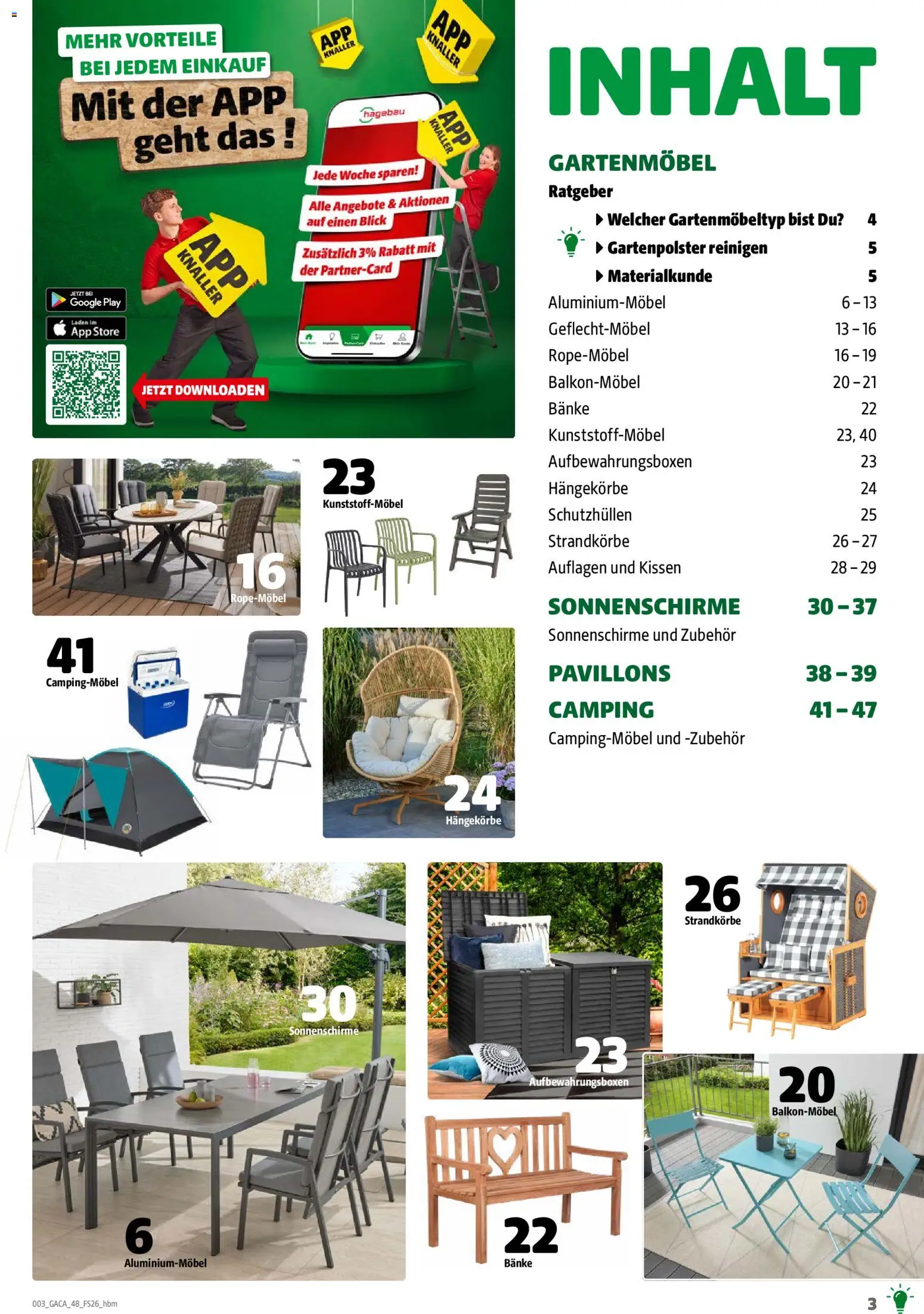 Hagebau Gartenmöbelsortiment – gültig ab 02.03.2026 | Seite: 3 | Produkte: Kissen, Gartenmöbel