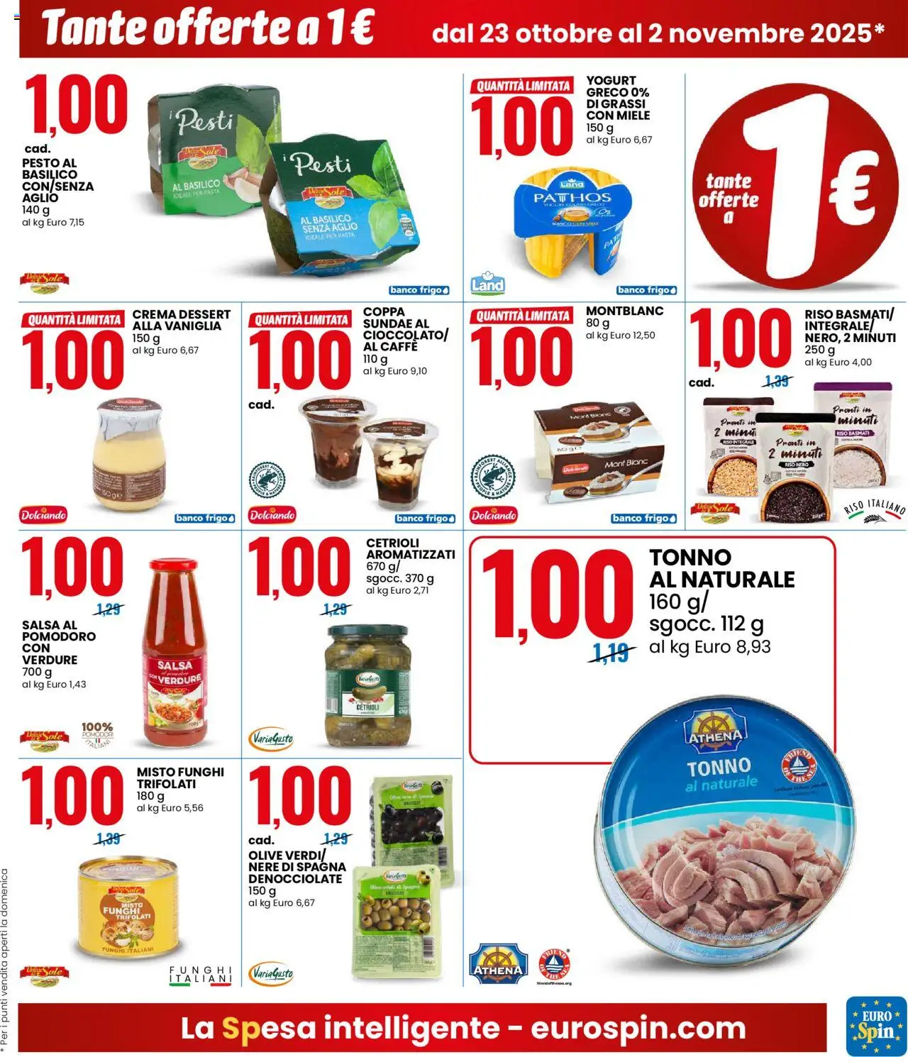 Volantino Eurospin del 23.10.2025 | Pagina: 3 | Prodotti: Riso, Pasta, Funghi, Basilico