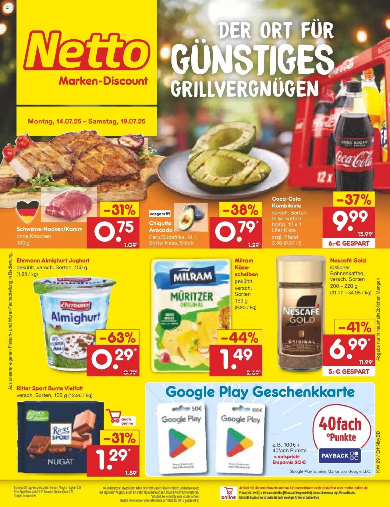 Netto Marken-Discount prospekt Ergolding	 - gültig ab dem 13.07.2025 | Seite: 1 | Produkte: Käse, Joghurt, Avocado, Nescafe gold