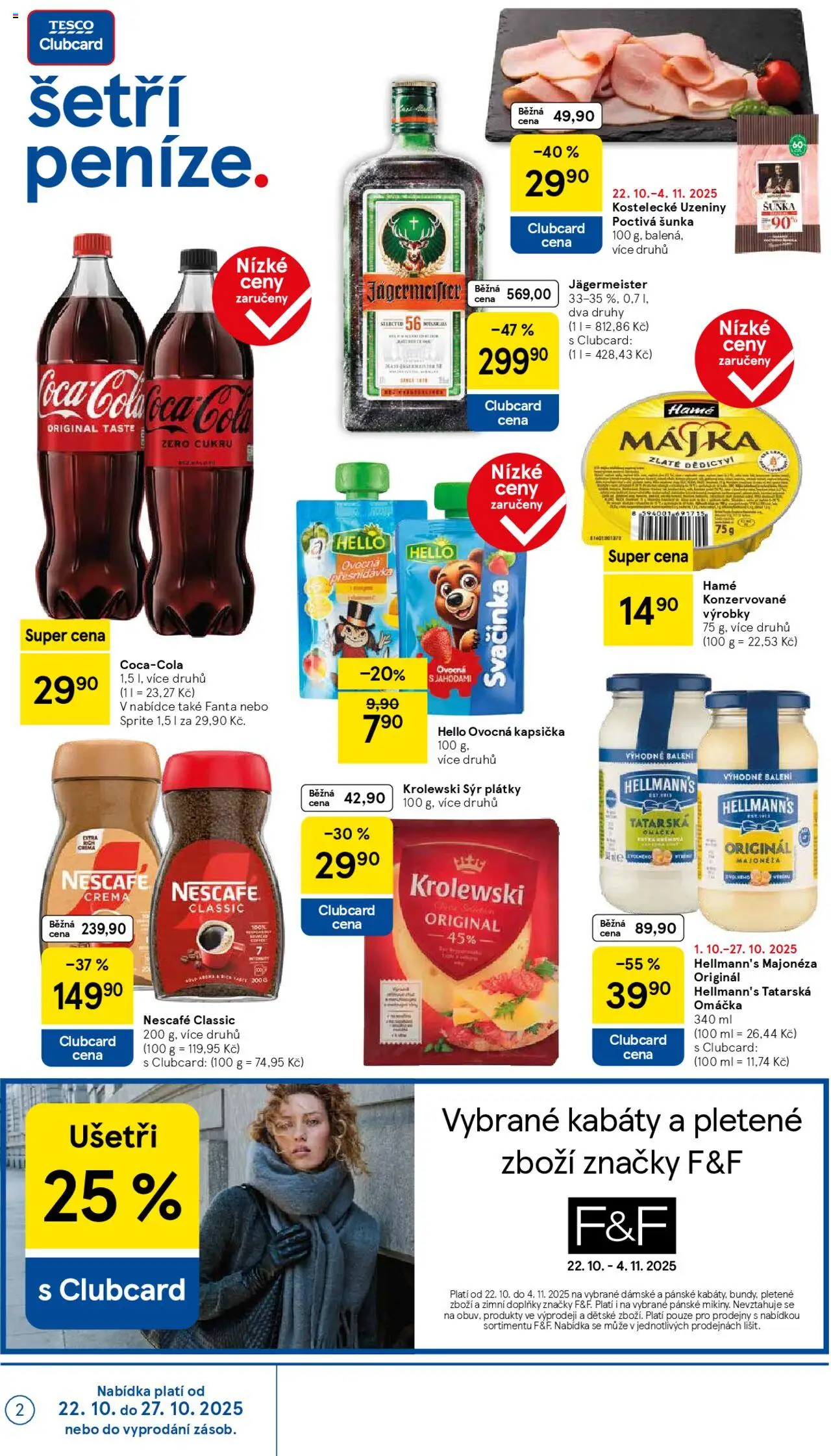 Tesco leták - Hypermarket od 22.10.2025 | Strana: 2 | Produkty: Ovocná kapsička, Fanta, Tatarská omáčka, Cola