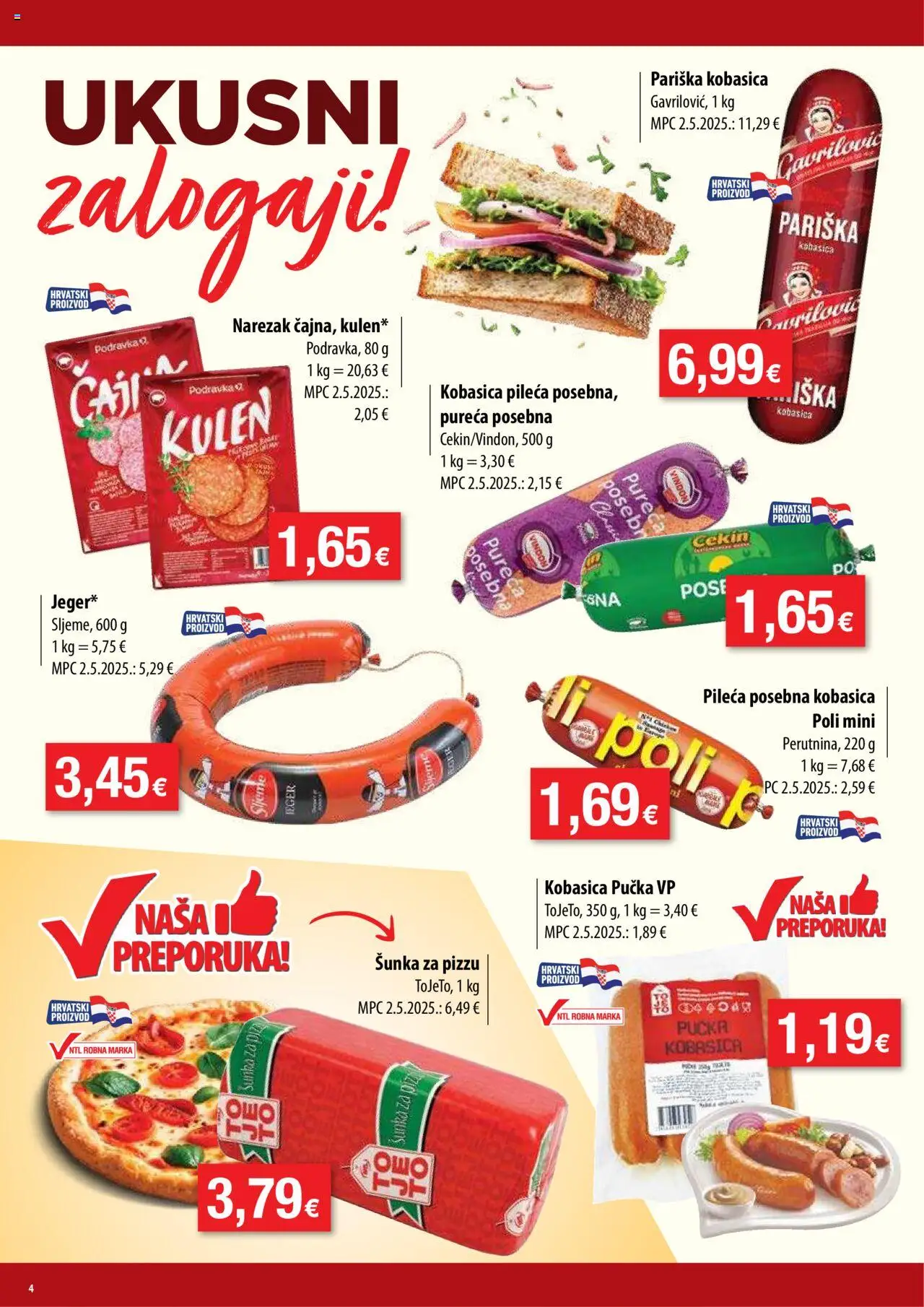 NTL katalog | vrijedi od 20.08.2025 | Stranica: 4 | Proizvodi: Podravka, Narezak, Kulen, PC