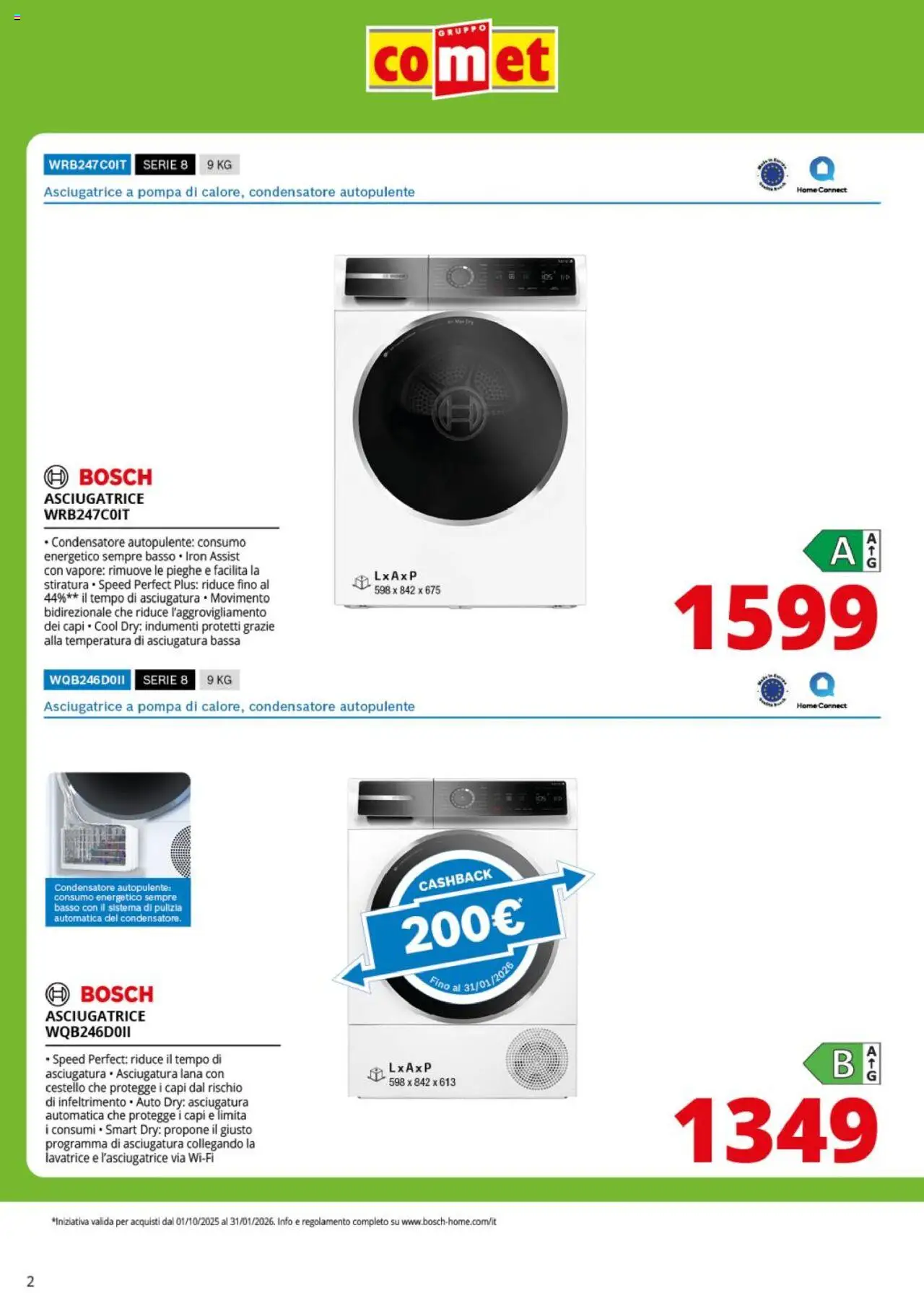 Volantino Comet del 10.10.2025 | Pagina: 2 | Prodotti: Lavatrice, Asciugatrice