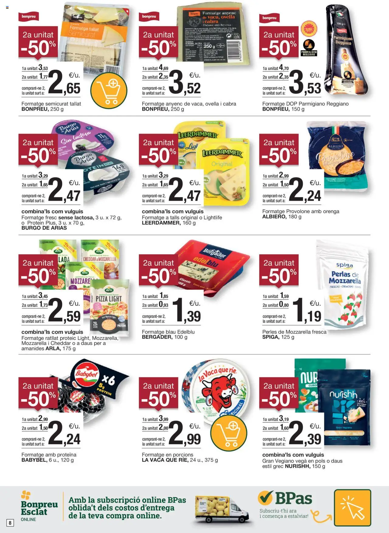 Bonpreu folleto │ válido desde el 01.07.2025 | Página: 8 | Productos: Queso, Pizza