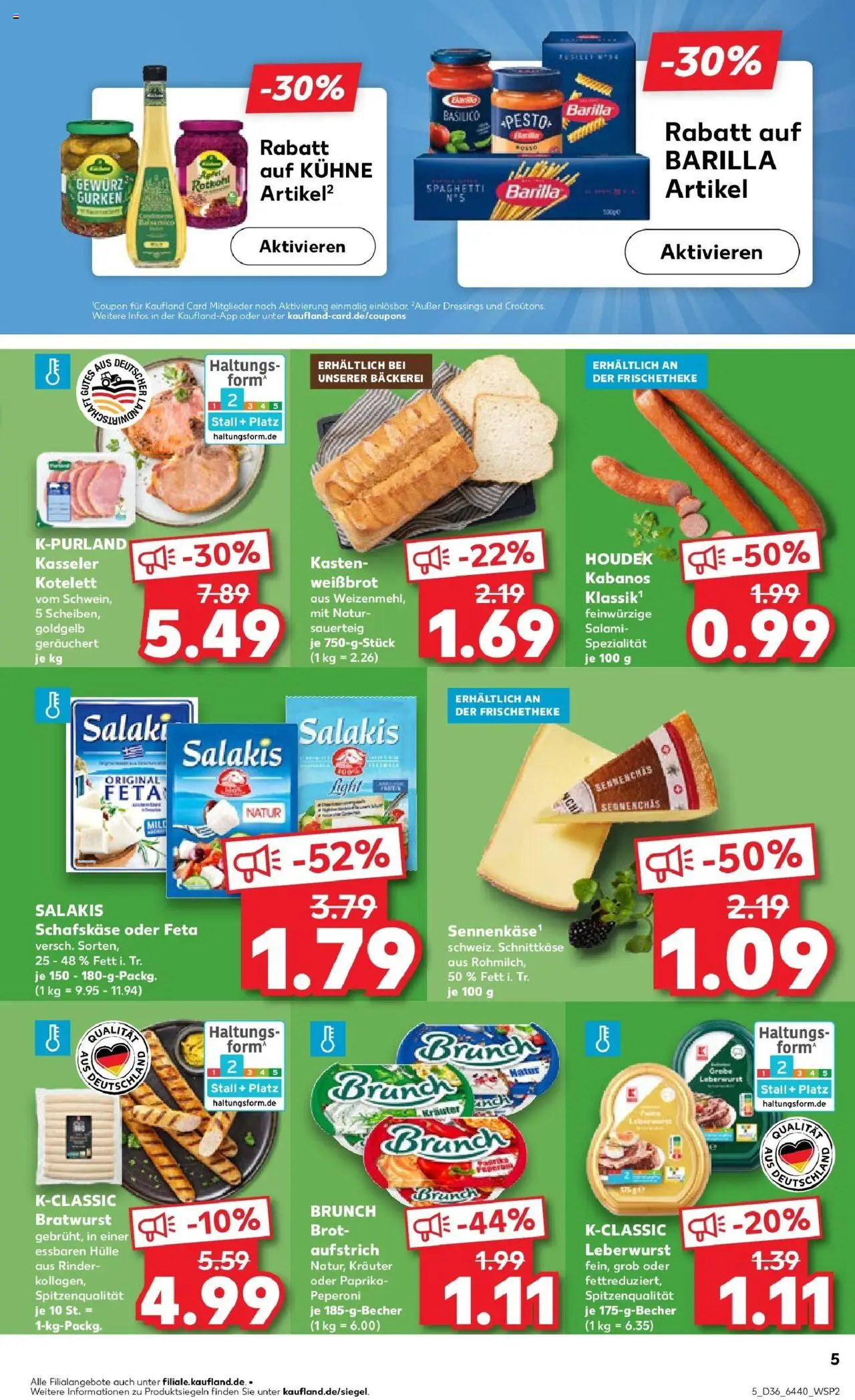 Kaufland prospekt Rüsselsheim Am Main	 – gültig ab 07.09.2025 | Seite: 5 | Produkte: Bäckerei, Feta, Barilla, Salakis