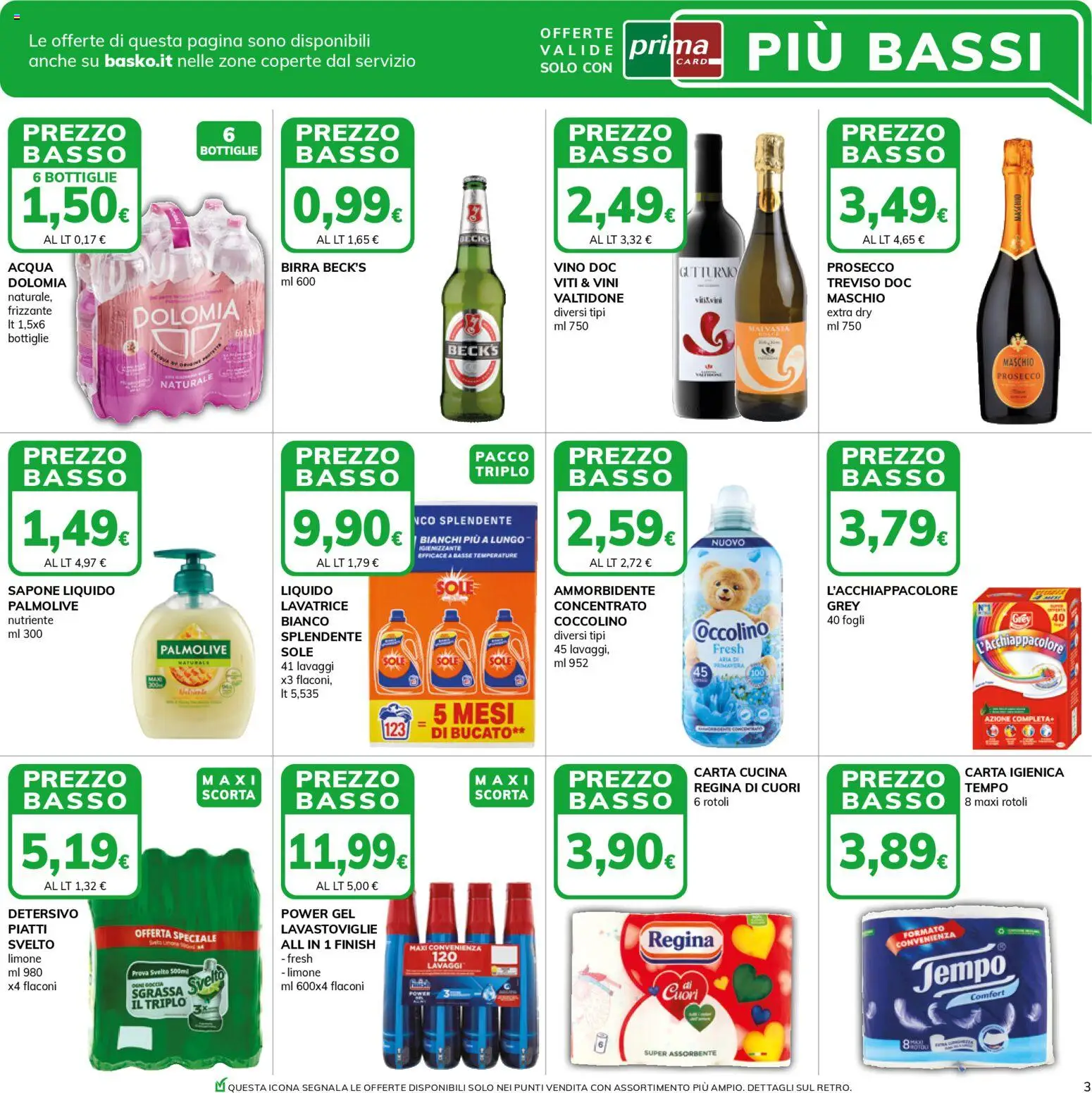 Volantino Basko del 21.04.2026 | Pagina: 3 | Prodotti: Prosecco, Acqua, Limone, Lavastoviglie