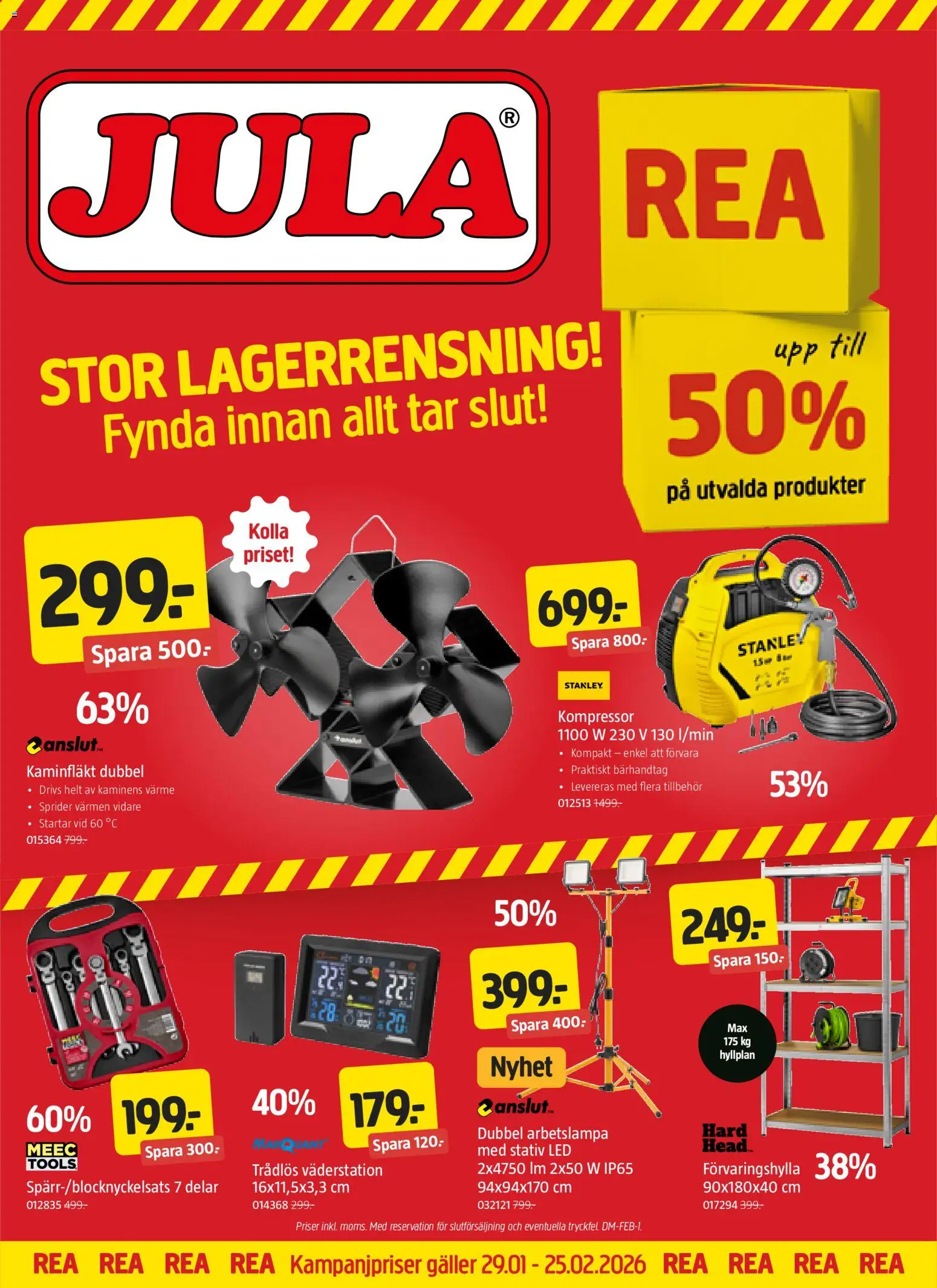 Jula reklamblad aktuell från 29.01.2026 | Sida: 1 | Produkter: Kompressor, Galler, Väderstation