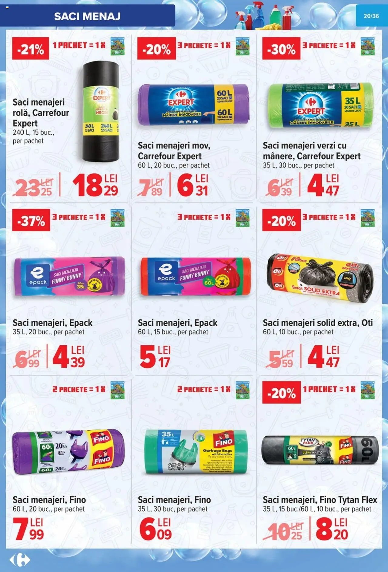 Noul catalog Carrefour – valabil de la 01.10.2025 | Pagină: 21 | Produse: Saci menajeri