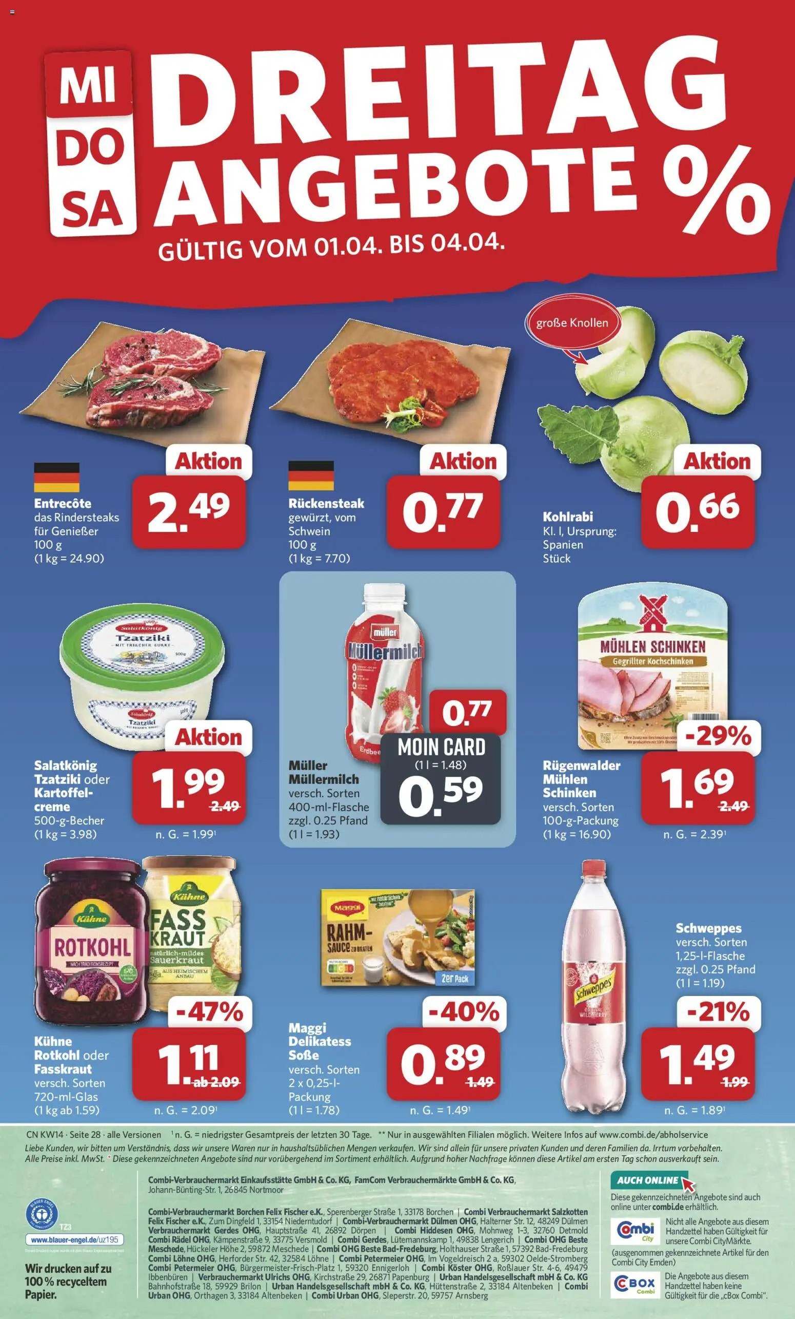 Combi Prospekt 	 – gültig ab 30.03.2026 | Seite: 31 | Produkte: Kohlrabi, Soße, Müllermilch, Schinken