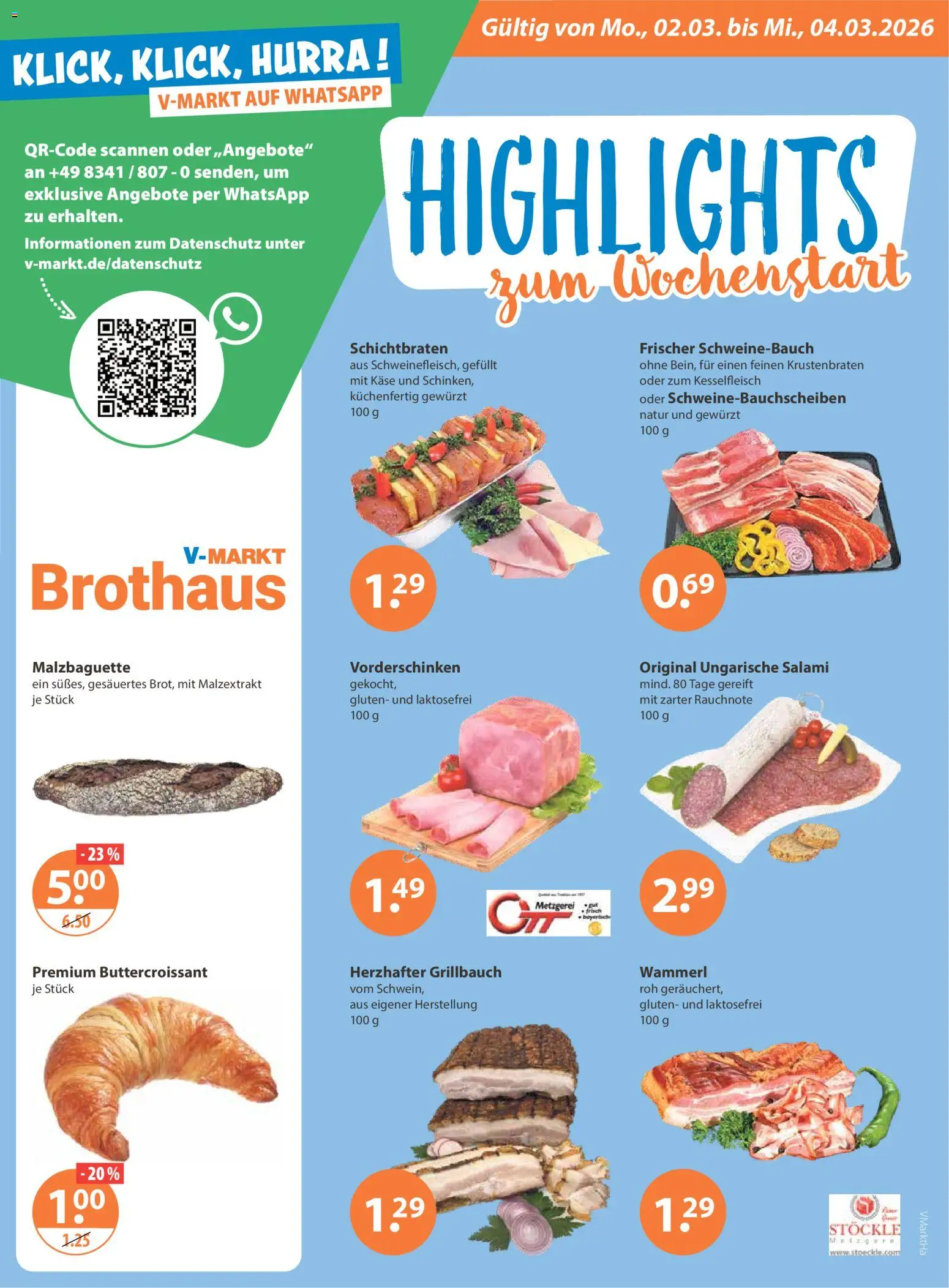 V-Markt - Hallertau / Oberpfalz – gültig ab 26.02.2026 | Seite: 22 | Produkte: Käse, Schweinebauch, Krustenbraten, Salami