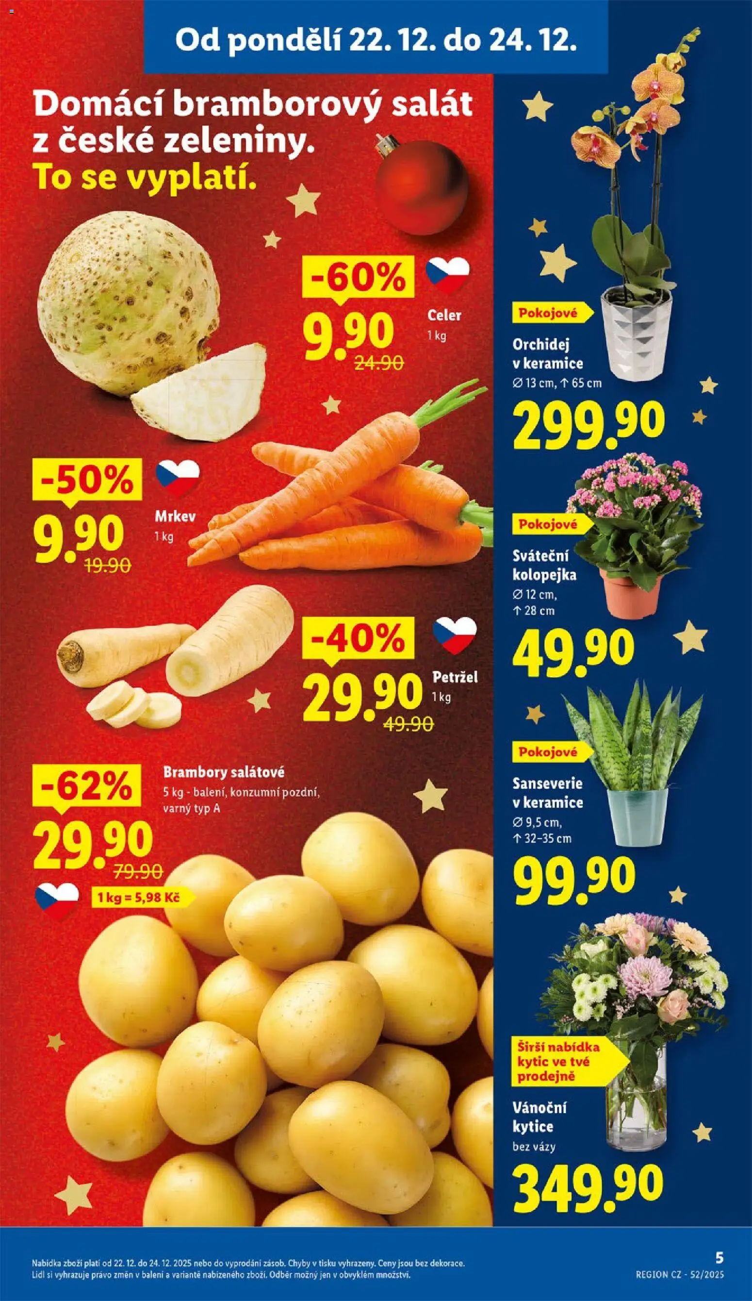 Lidl leták od 22.12.2025 | Strana: 5 | Produkty: Bramborový salát, Mrkev, Brambory, Petržel