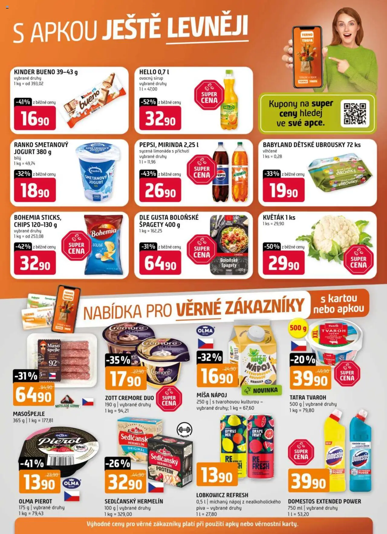 Terno leták - Hradec Králové, Třeboň, Trhové Sviny, Týn nad Vltavou od 10.09.2025 | Strana: 20 | Produkty: Jogurt, Tvaroh, Mirinda, Maso