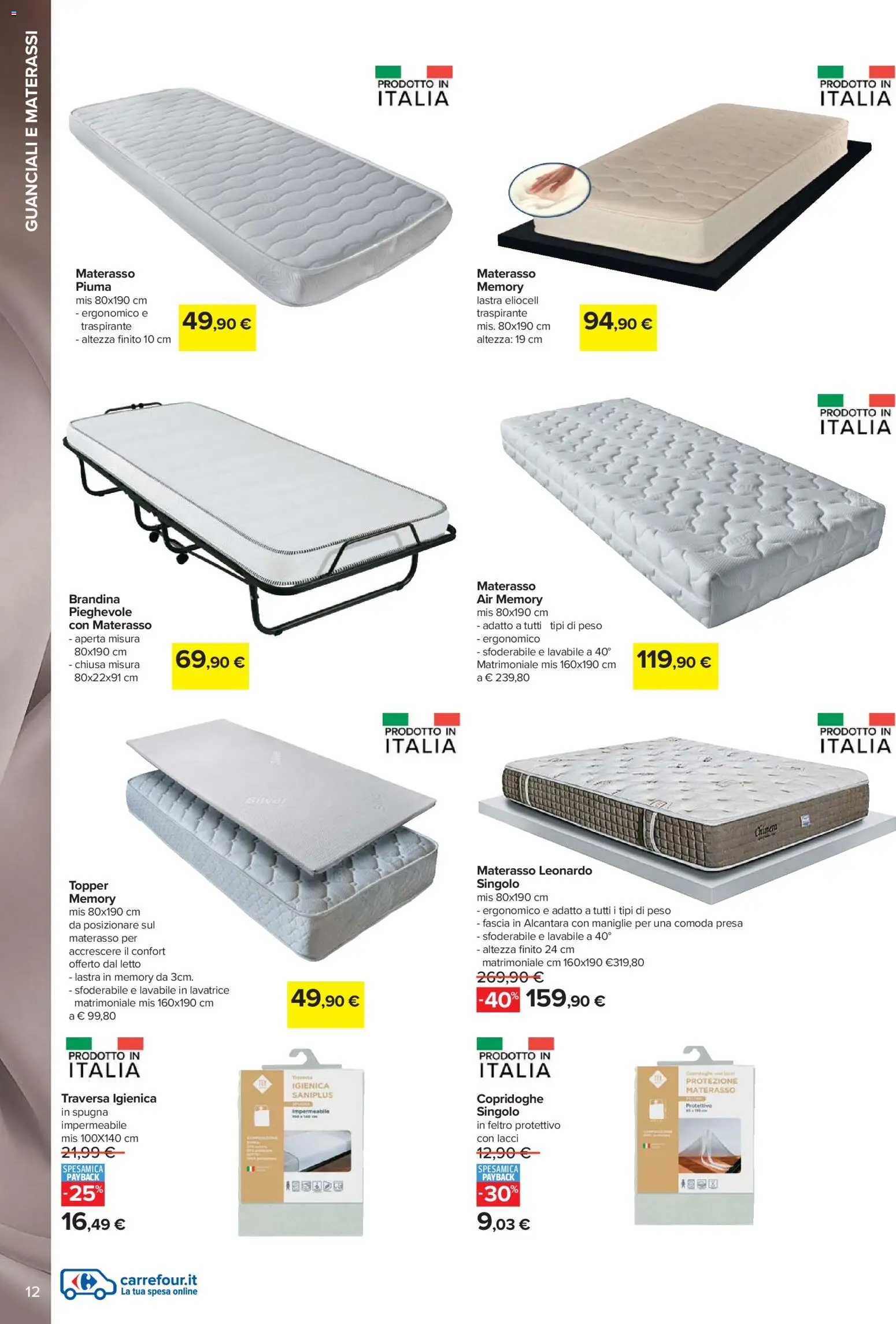 Volantino Carrefour del 27.12.2025 | Pagina: 12 | Prodotti: Spugna, Letto matrimoniale, Lavatrice, Letto