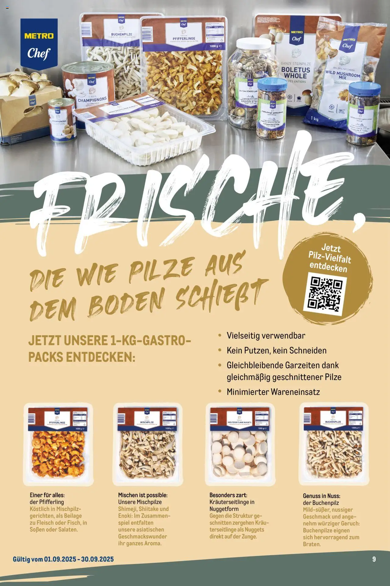 Metro Monats-Menü - gültig ab dem 01.09.2025 | Seite: 9 | Produkte: Spiel, Champignons, Pfifferlinge, Fleisch