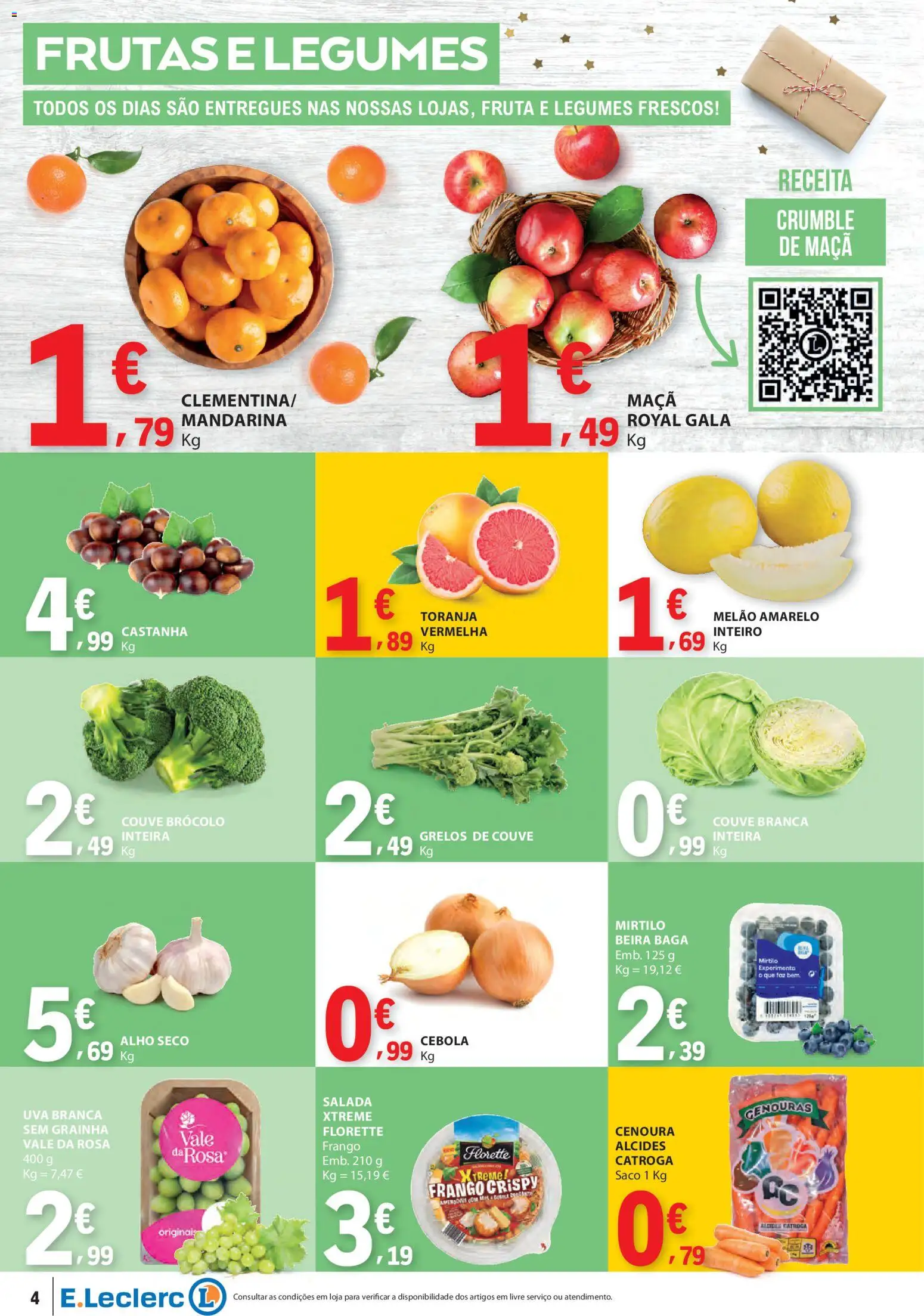 E.Leclerc folheto │ válido de 06.11.2025 | Página: 4 | Produtos: Frango, Cebola, Maça, Melão