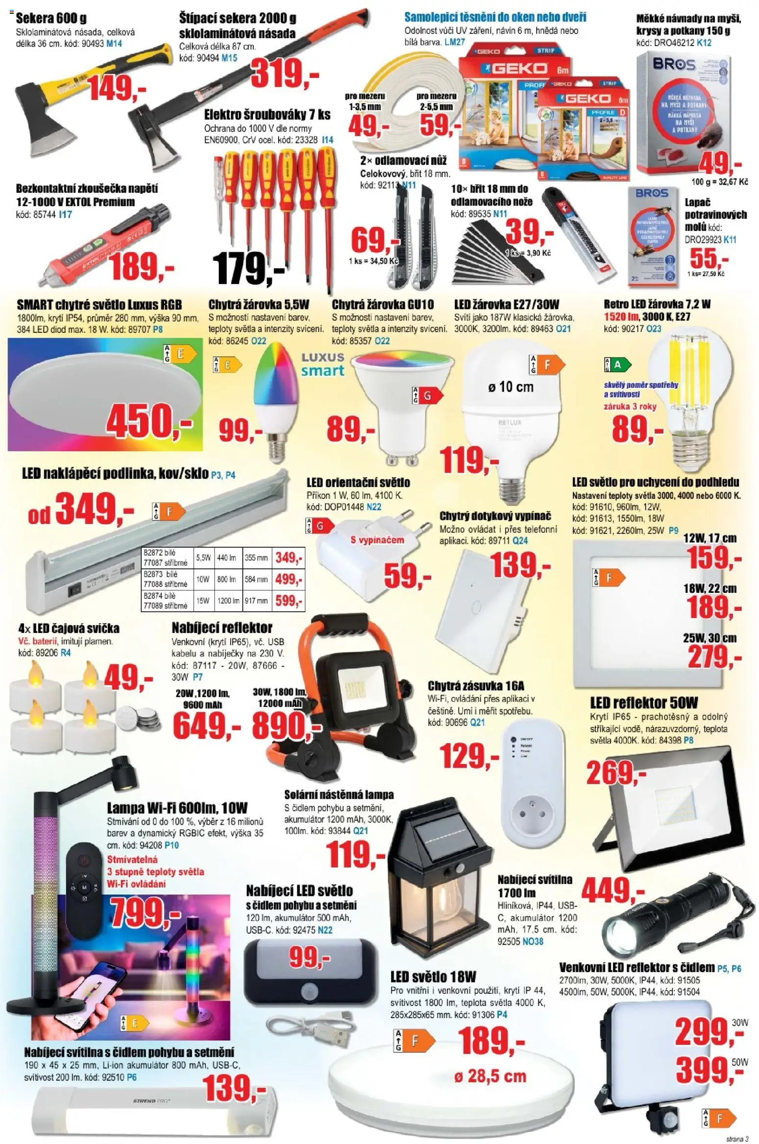 Eva supermarket leták od 07.01.2026 | Strana: 3 | Produkty: Sekera, Svíčka, Reflektor, Lampa