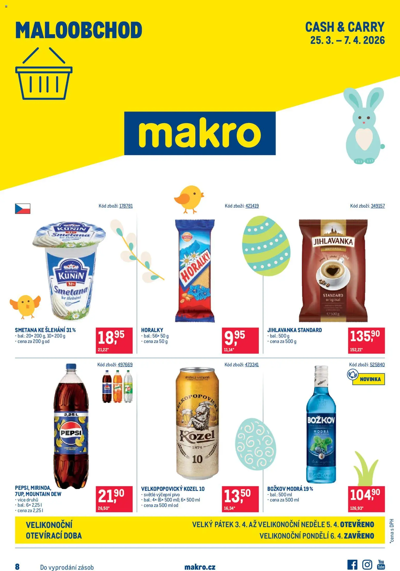 Makro leták - Maloobchod od 25.03.2026 | Strana: 1 | Produkty: Pivo, Kozel, Jihlavanka, Smetana ke šlehání