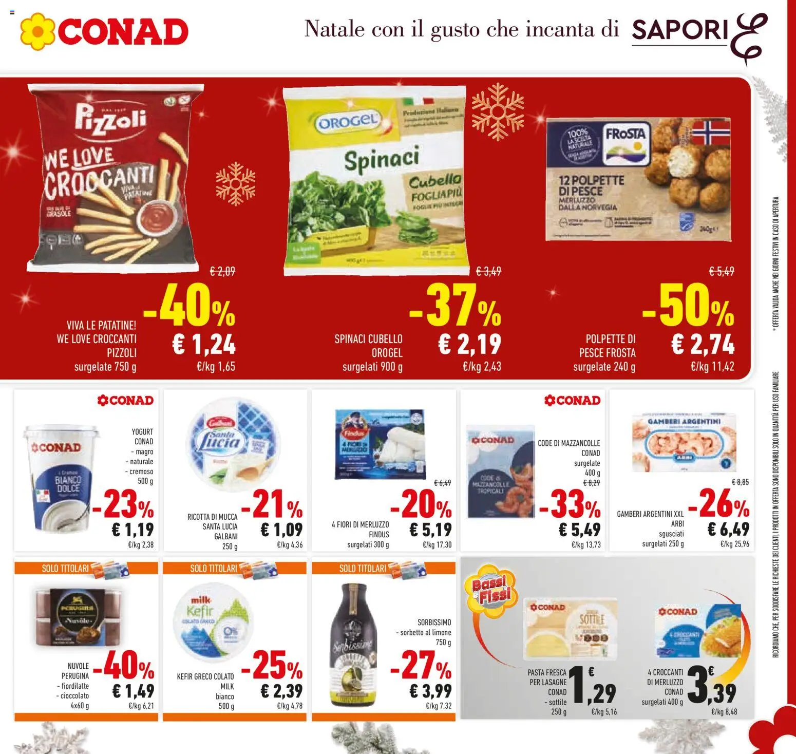 Volantino Conad del 15.12.2025 | Pagina: 33 | Prodotti: Cioccolato, Mazzancolle, Ricotta, Polpette