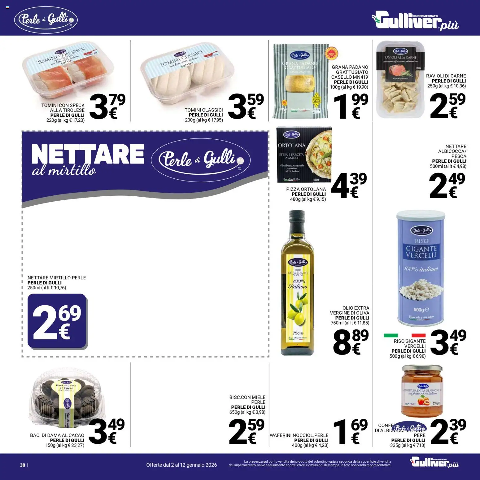 Volantino Gulliver del 02.01.2026 | Pagina: 38 | Prodotti: Speck, Pizza, Grana Padano, Ravioli