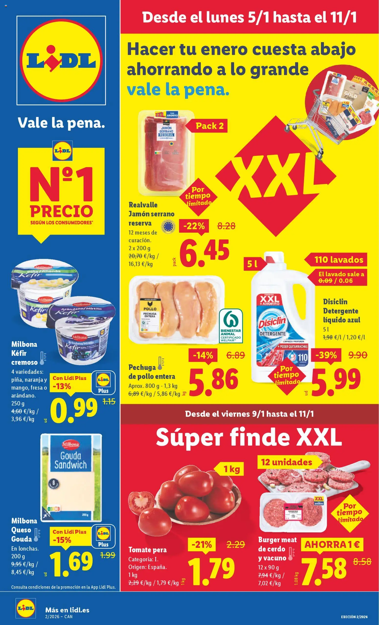 Lidl - Canarias │ válido desde el 05.01.2026 | Página: 1 | Productos: Jamón serrano, Quitamanchas, Detergente, Queso Gouda