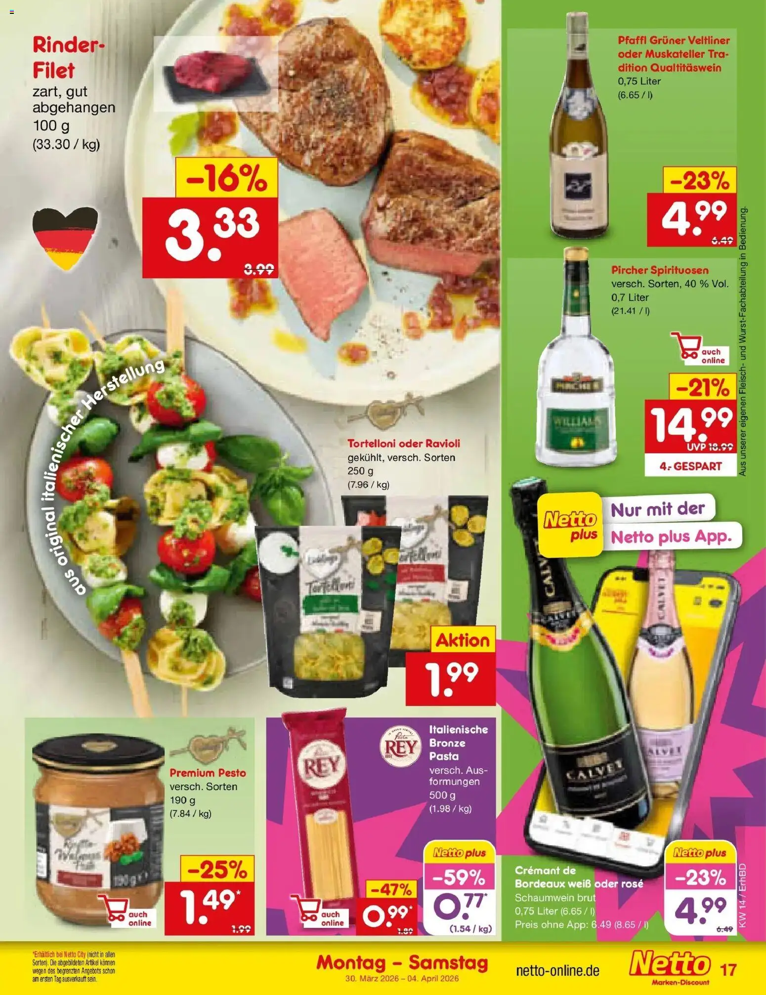 Netto Marken-Discount Prospekt Velden	 – gültig ab 30.03.2026 | Seite: 19 | Produkte: Pasta, Fleisch