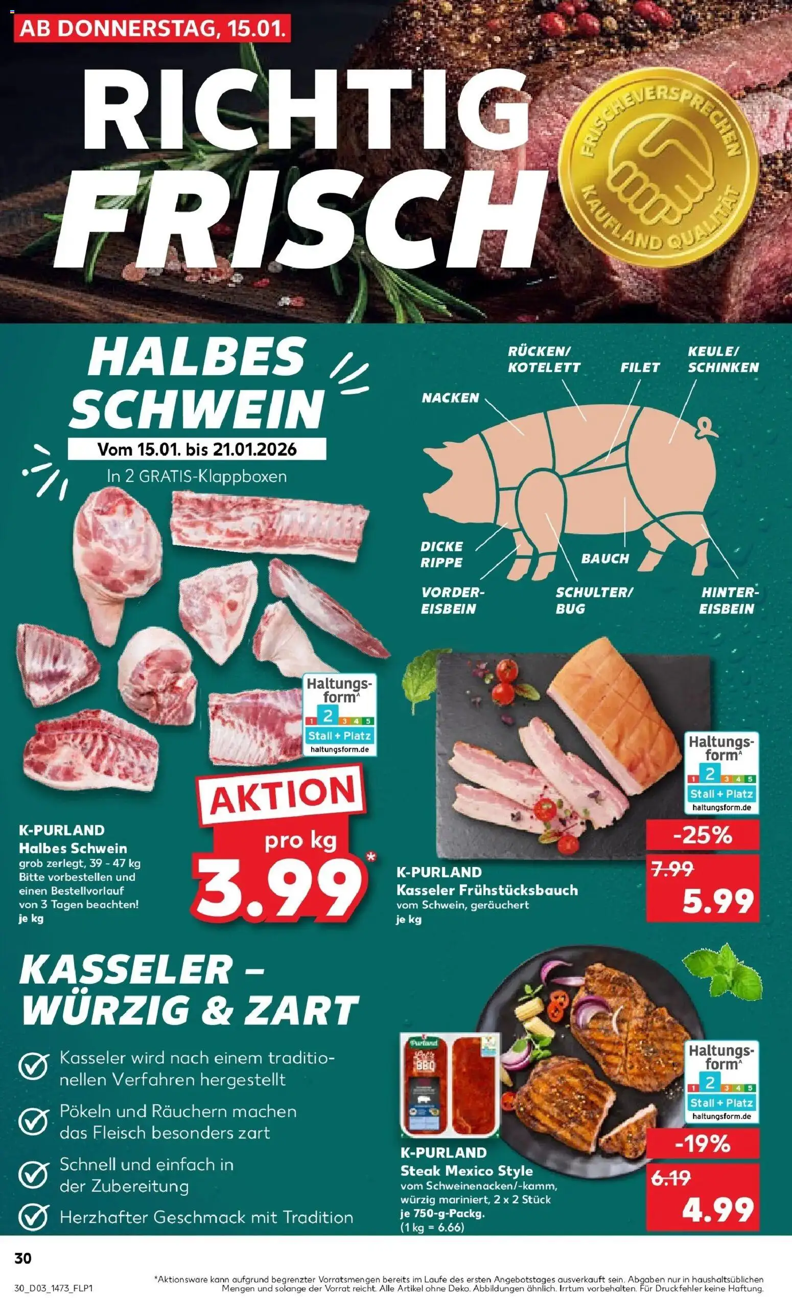 Kaufland prospekt Schmölln	 – gültig ab 19.01.2026 | Seite: 30 | Produkte: Schinken, Steak, Fleisch