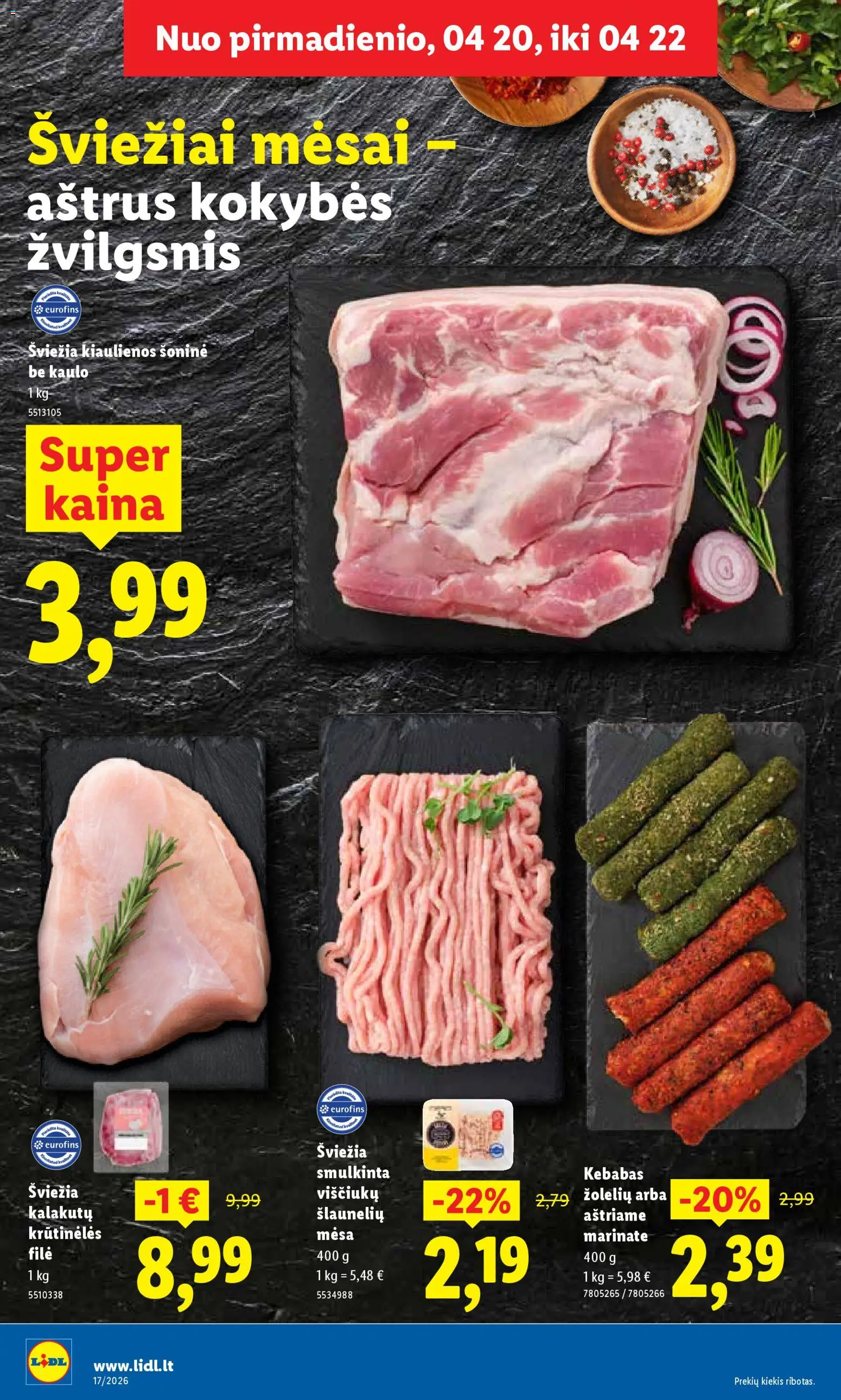 LIDL akcijos nuo 20.04.2026 | Puslapis: 8 | Prekių: Kiaulienos