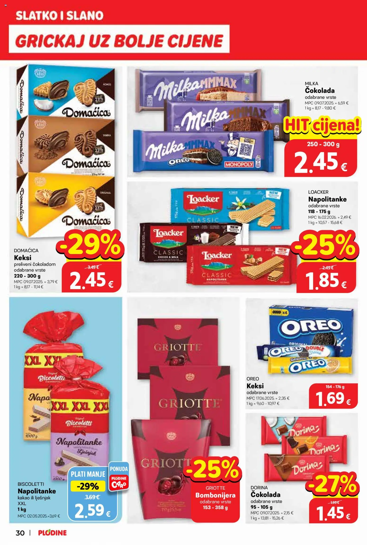 Plodine katalog | vrijedi od 15.04.2026 | Stranica: 30 | Proizvodi: Keksi, Lješnjak, Napolitanke, Kakao
