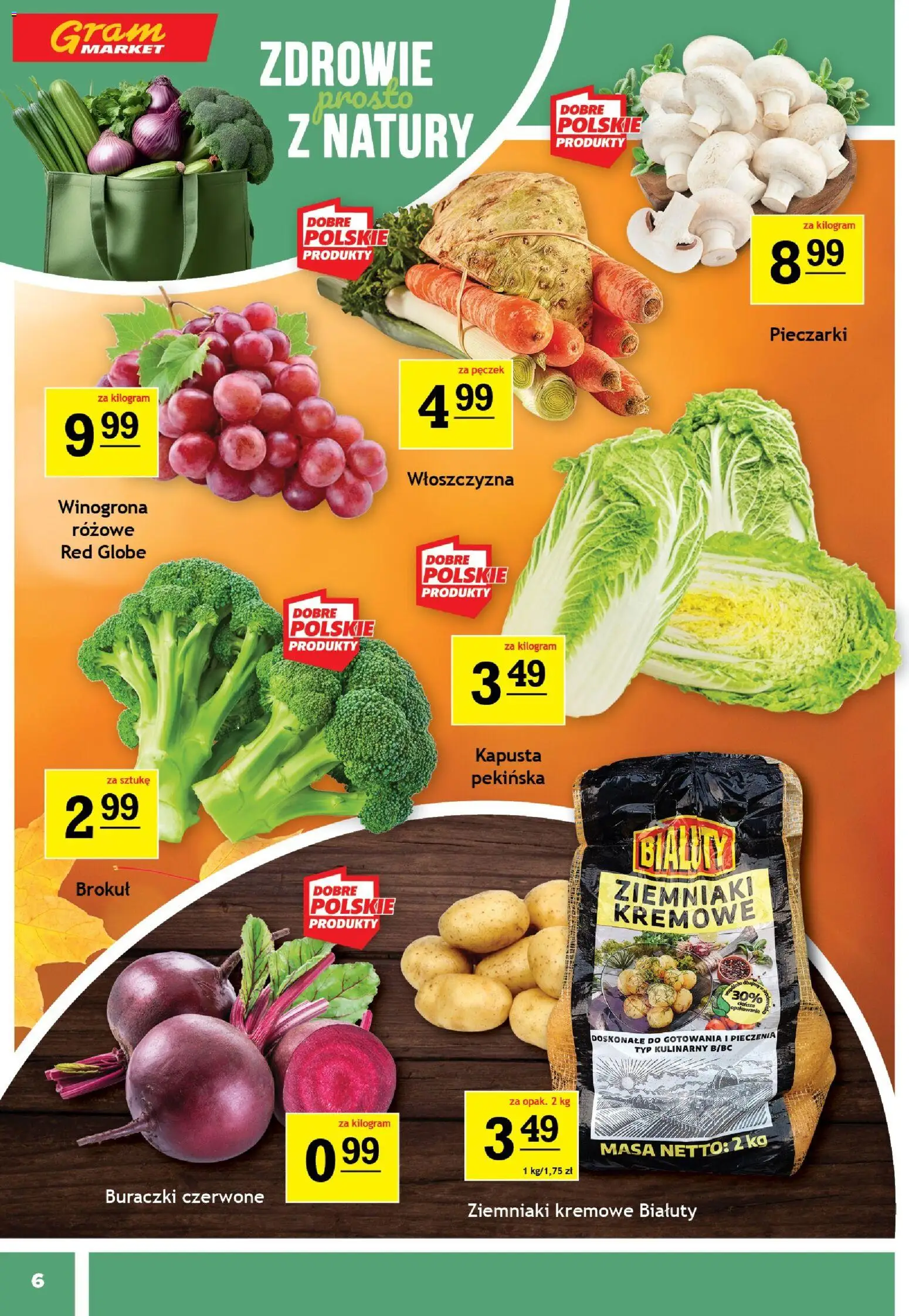 Gram Market Gazetka od 29.10.2025 | Strona: 6 | Produkty: Kapusta, Winogrona, Brokuł, Ziemniaki
