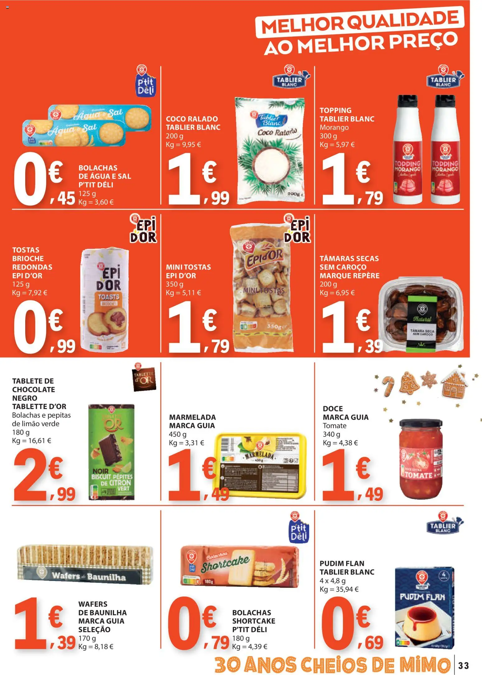 E.Leclerc folheto │ válido de 04.12.2025 | Página: 33 | Produtos: Tostas, Pudim, Sal, Chocolate