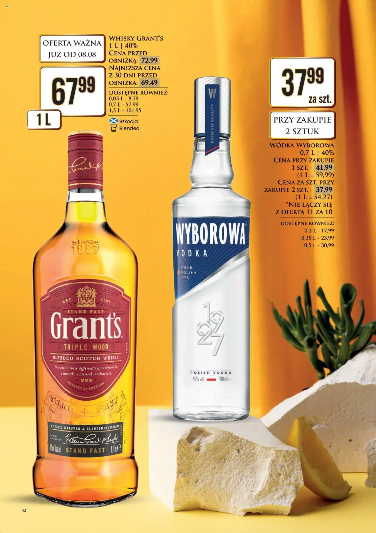 Dino Gazetka alkoholowa od 11.08.2025 | Strona: 32 | Produkty: Grant's, Vodka, Wódka, Whisky