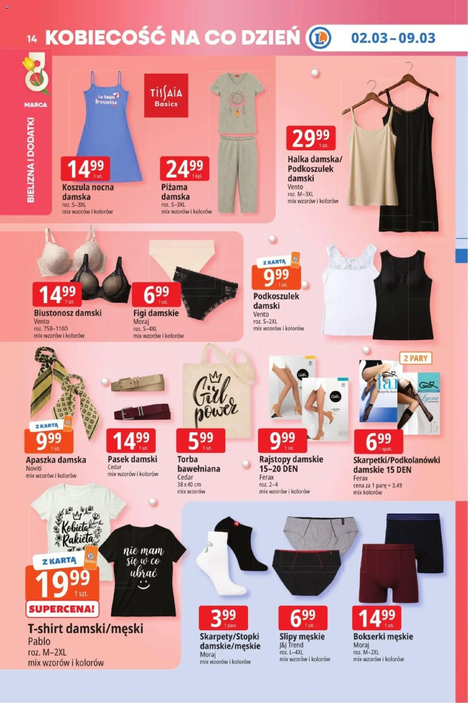 E.Leclerc Gazetka  od 02.03.2026 | Strona: 14 | Produkty: Apaszka, Bokserki, Rajstopy, Bokserki męskie