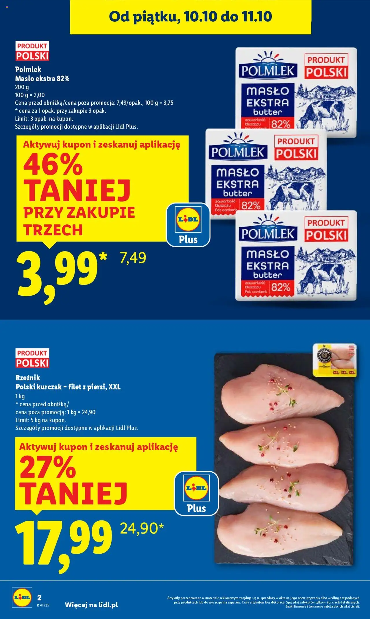 Lidl Gazetka od 09.10.2025 | Strona: 2 | Produkty: Kurczak, Masło