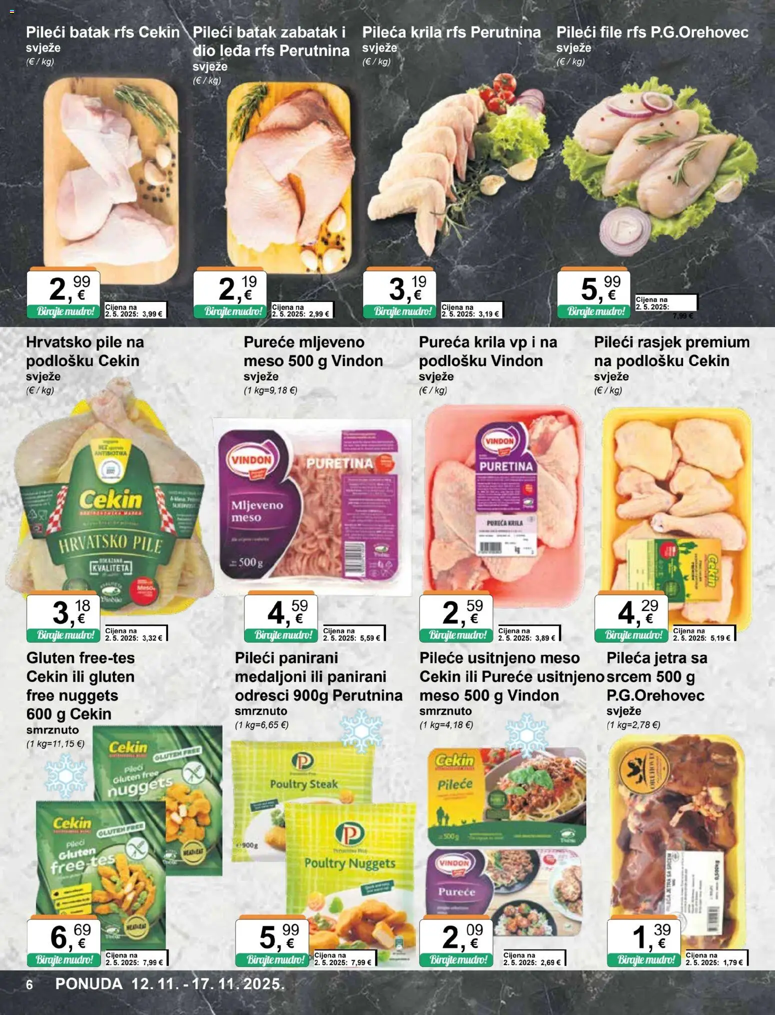 KTC katalog | vrijedi od 12.11.2025 | Stranica: 6 | Proizvodi: Puretina, Pileća krila, Pileći file, Meso