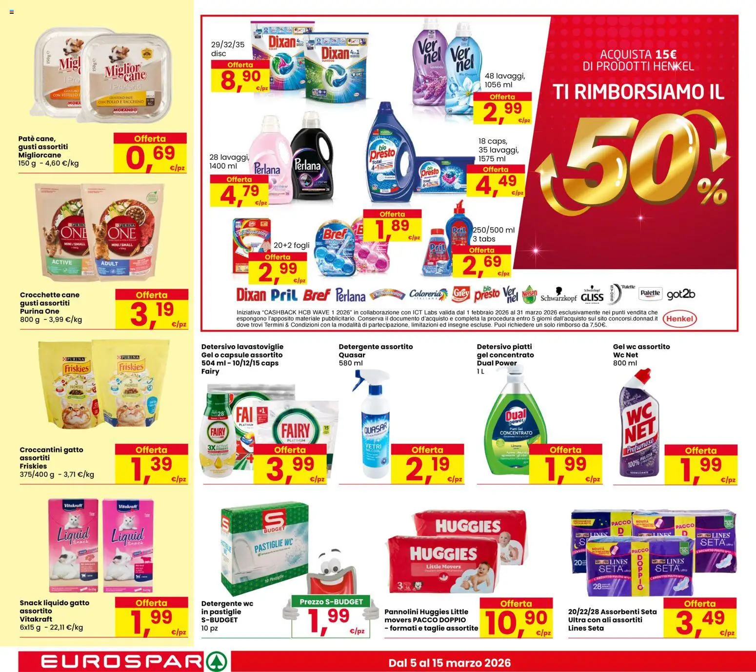 Volantino Eurospar del 05.03.2026 | Pagina: 18 | Prodotti: Pollo, Detergente, Crocchette, Caschetto