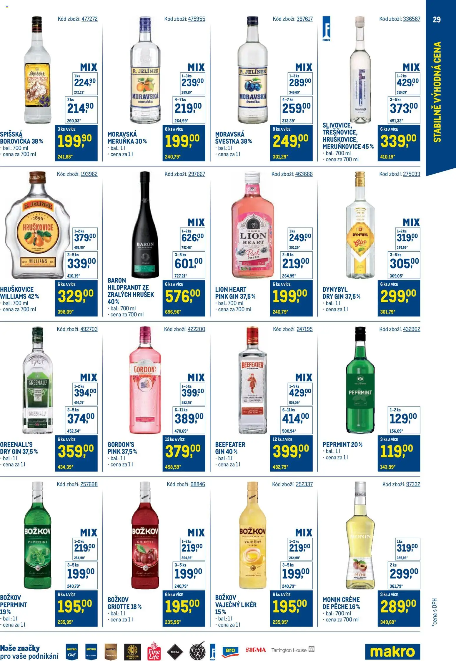 Makro leták - Stabilně výhodná cena – gastronomie od 24.09.2025 | Strana: 29 | Produkty: Monin, Božkov, Božkov Peprmint, Vaječný Likér