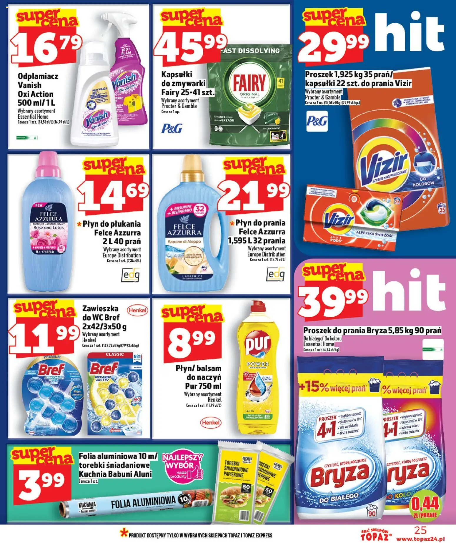 Topaz Gazetka MAZ od 19.02.2026 | Strona: 25 | Produkty: Vanish, Fairy, Odplamiacz, Torebki