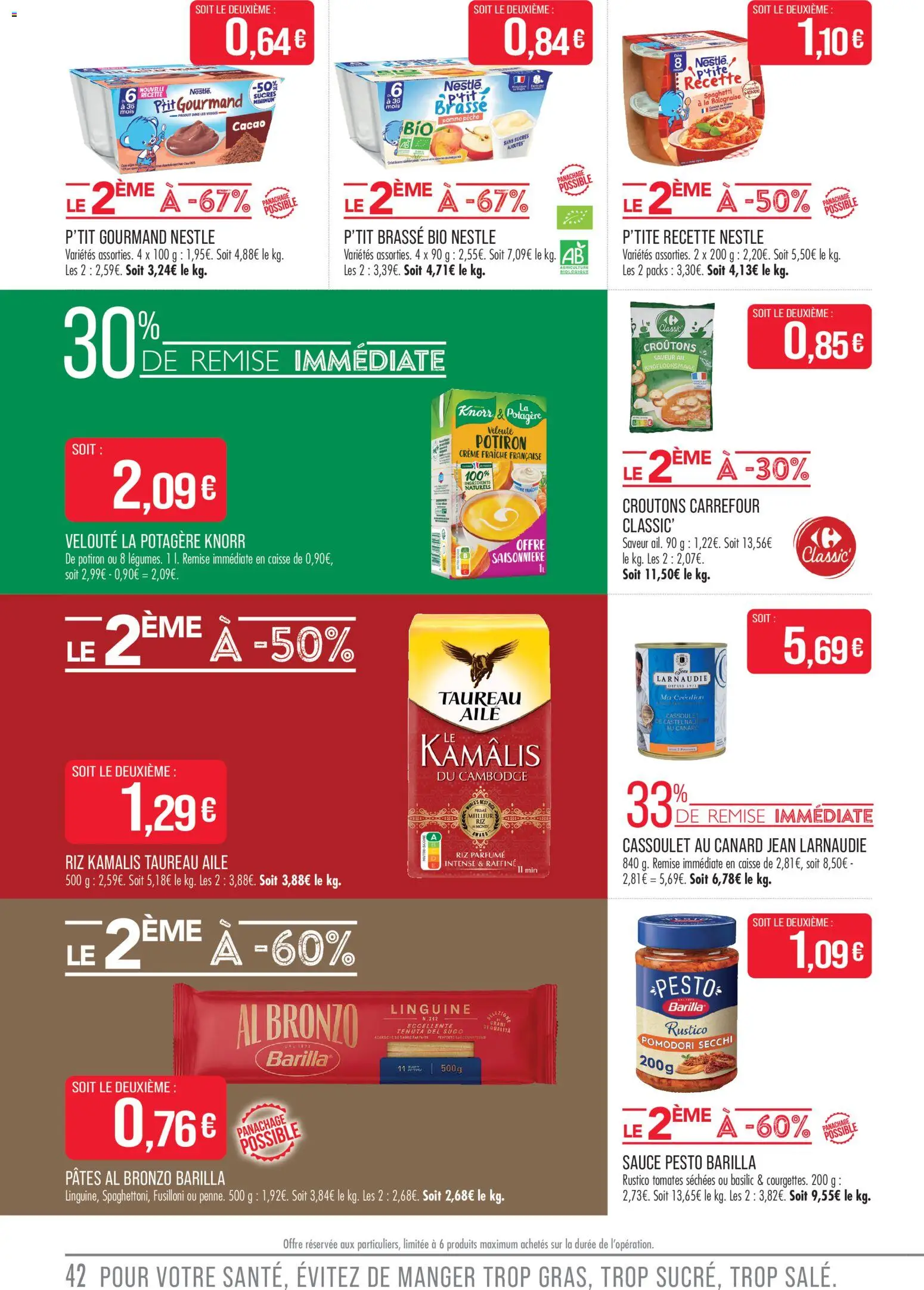 {H1} | Page: 42 | Produits: Spaghetti, Pesto, Riz, Crème fraiche