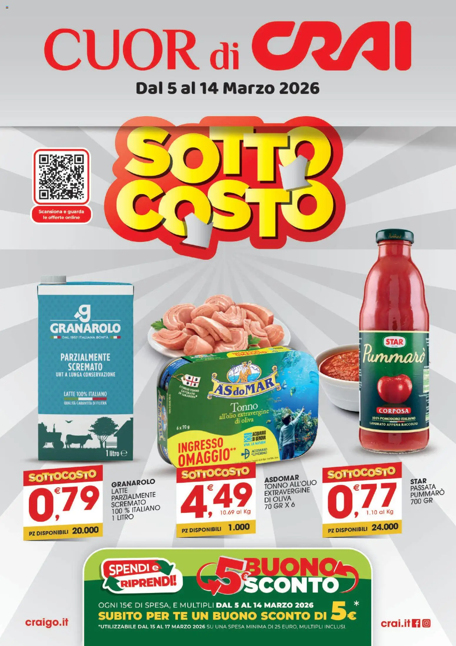 Volantino CRAI del 05.03.2026 | Pagina: 1 | Prodotti: Tè, Pomodoro, Latte, Tonno