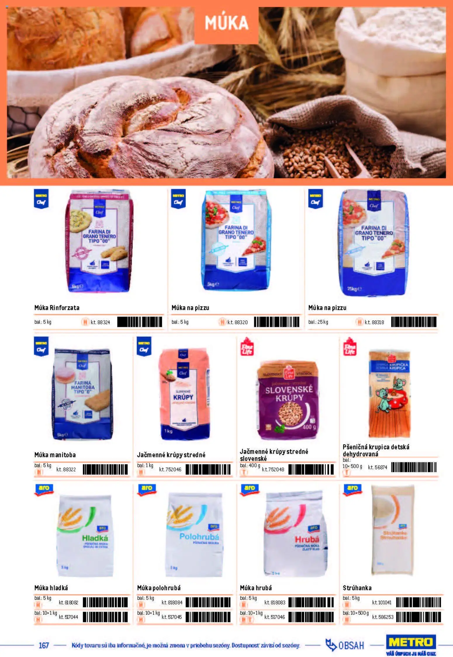 Nové Metro akcie – leták je platný od 05.12.2025 | Strana: 167 | Produkty: Zlatý klas, Múka, Krupica