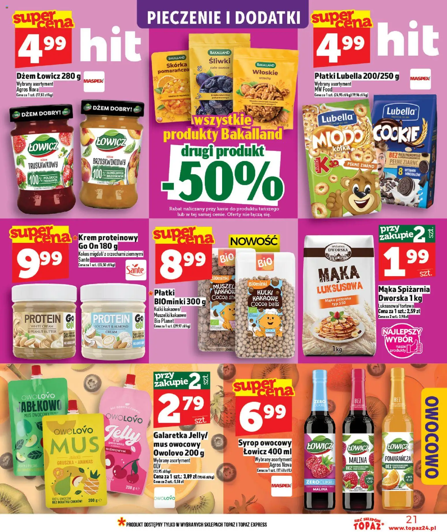 Topaz gazetka od 23.04.2026 | Strona: 21 | Produkty: Syrop, Galaretka, Płatki, Orzechy