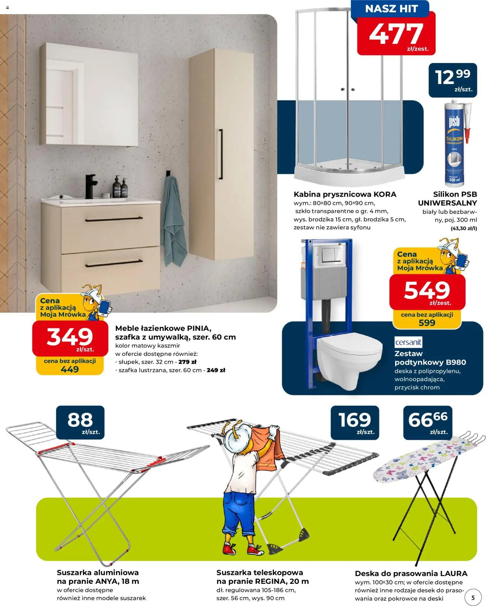 Mrówka Gazetka - Kielce od 12.02.2026 | Strona: 5 | Produkty: Suszarka, Deska do prasowania