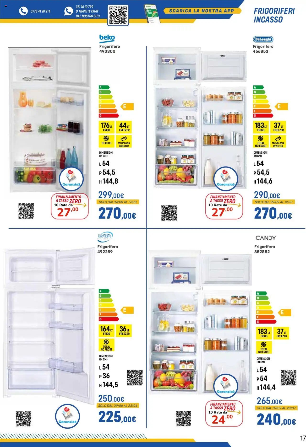 Volantino Orizzonte del 09.05.2025 | Pagina: 17 | Prodotti: Freezer, Frigorifero