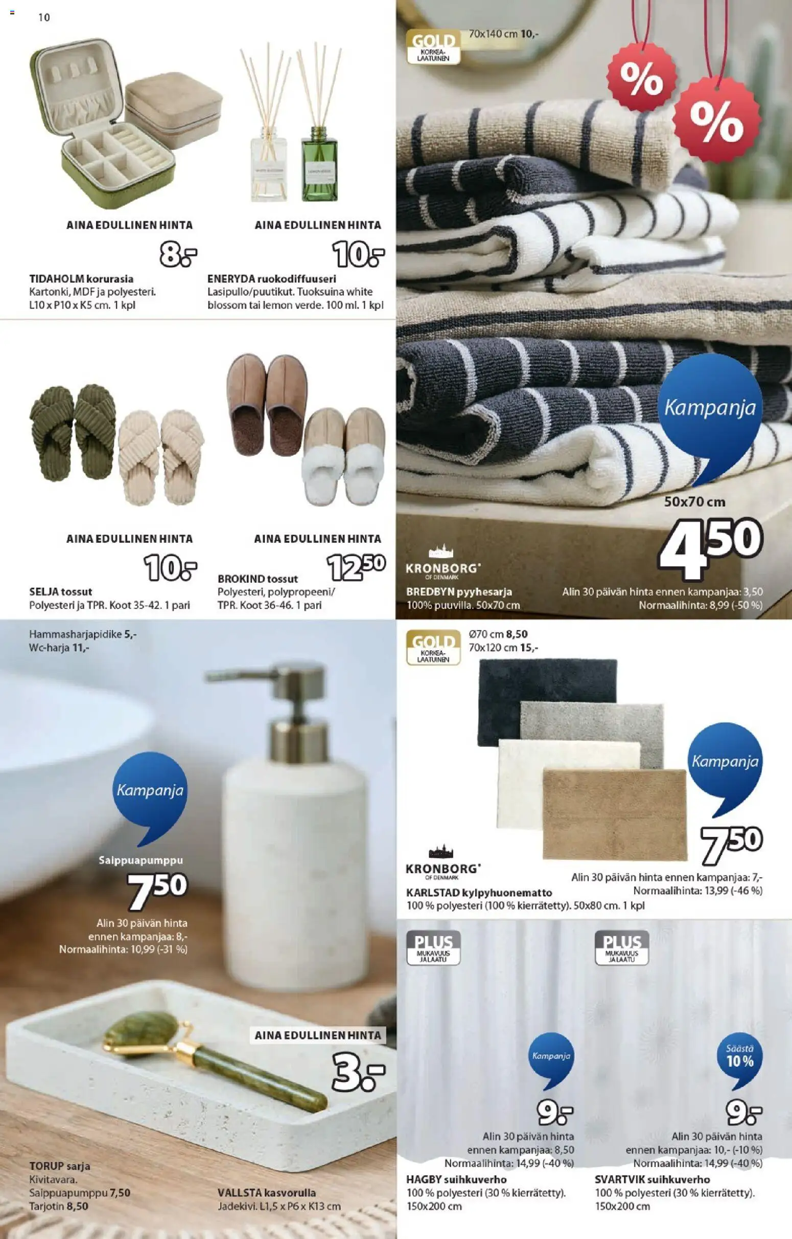 JYSK - Tarjoukset – voimassa 15.01.2026 alkaen | Sivu: 10 | Tuotteet: Suihkuverho, Korurasia, Tossut, Tarjotin