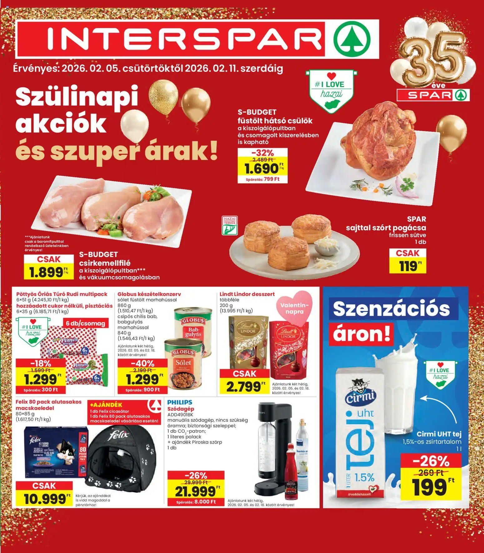 Interspar akciós ujság - amely érvényes a következő dátumtól: 05.02.2026 | Oldal: 1 | Termékek: Sólet, Tej, Túró, Cukor