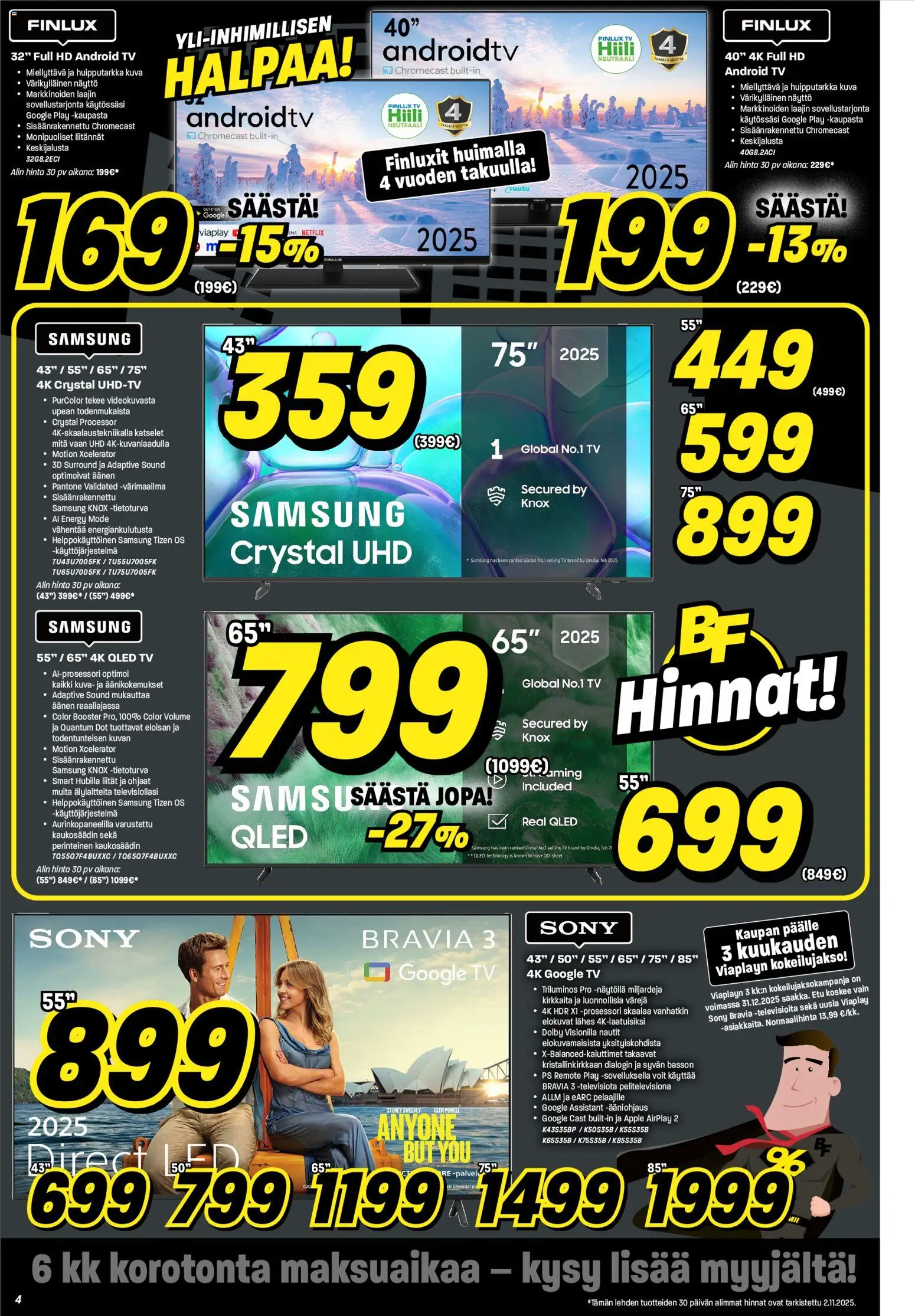 Veikon Kone - Black Friday – voimassa 03.11.2025 alkaen | Sivu: 4 | Tuotteet: Kaukosäädin, Näyttö, TV