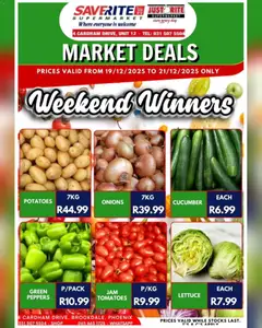 Saverite specials catalogue – valid from 19.12.2025 | Page: 2 | Products: Tomatoes, Potatoes, Onions, Lettuce