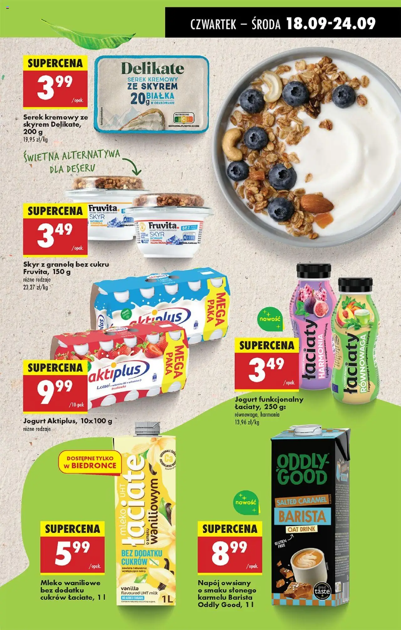 Biedronka gazetka - Oferta w tym tygodniu od 18.09.2025 | Strona: 43 | Produkty: Cream cheese, Granola, Mleko, Jogurt